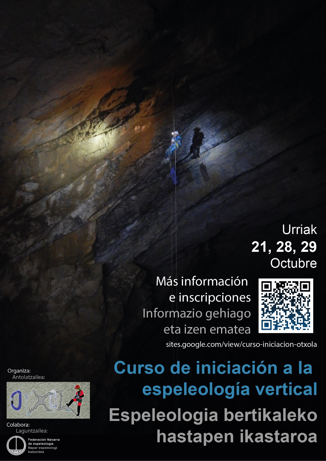 Otxola organiza un curso de iniciaci&oacute;n a la espeleolog&iacute;a vertical (21, 28 y 29 de octubre)